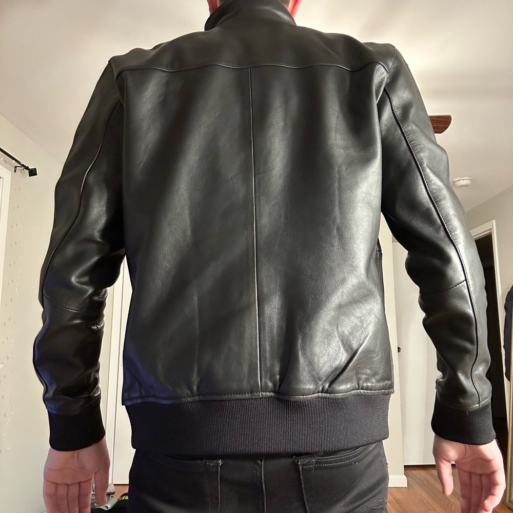 Reiss Black Leather Jacket - Picture 4 of 7